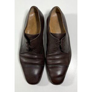 Salvatore Ferragamo Mens Cap Toe Oxfords Brown Leather Size 10 2E Dress Shoes